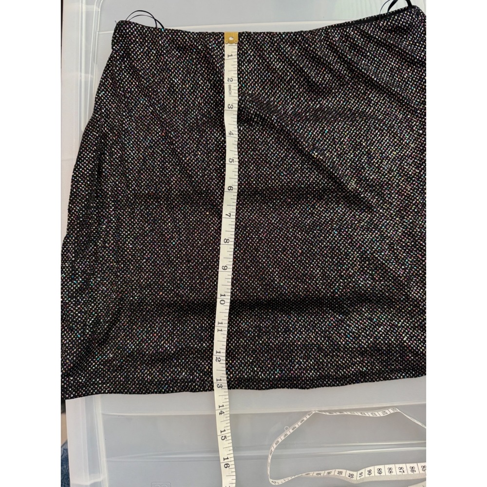 Silence + Noise Britney Sparkle Micro Skirt Black Glitter Shimmer Y2K Party - Picture 6 of 7